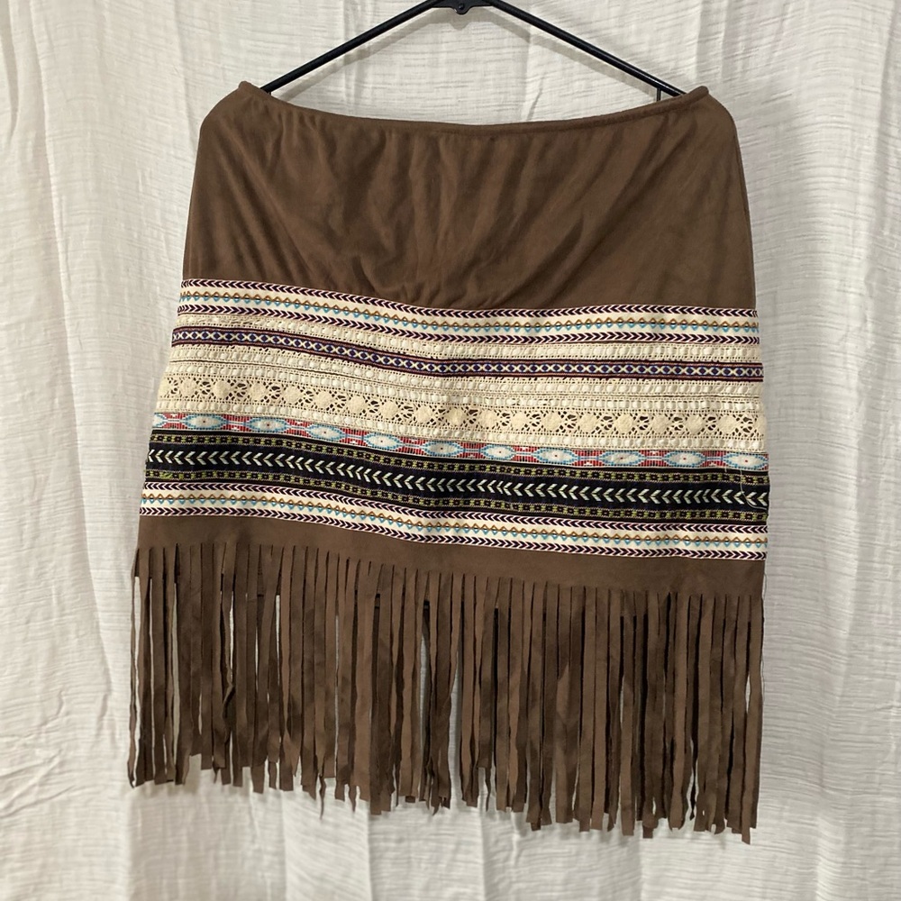Scully Tan Fringe Skirt Casual